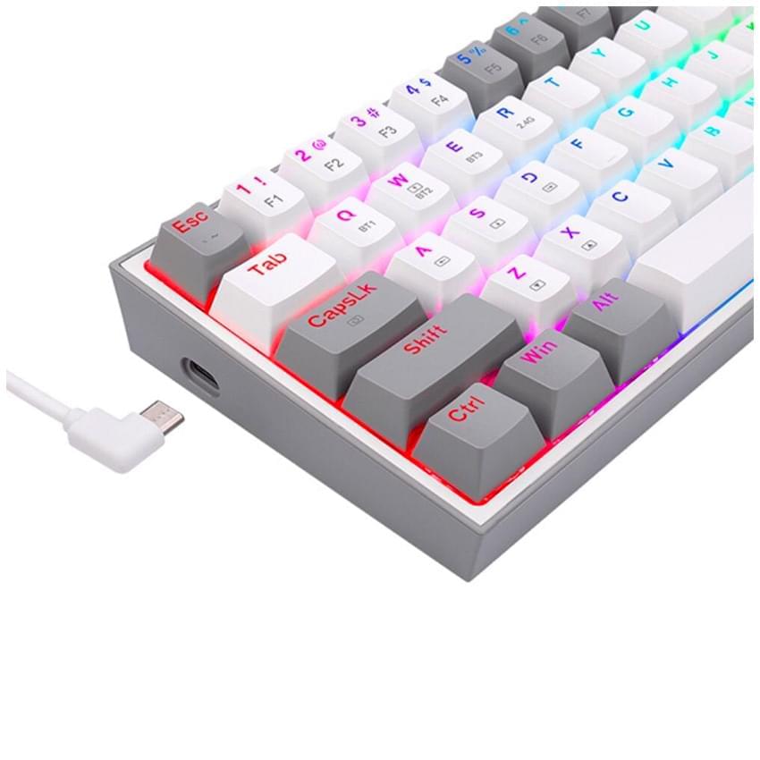 Teclado Redragon Fizz Pro Mecanico Blanco Gris Switch Red